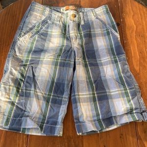 Boy’s Lee  Dungarees Plaid relaxed fit adjustable waist shorts size 12